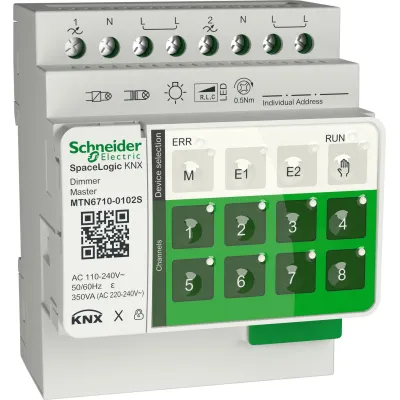 Schneider Electric Dimmaktor MTN6710-0102S | KNX Secure | SpaceLogic | 2-fach | 350W | REG | 4TE | universal | IP20
