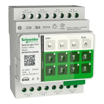 Schneider Electric Jalousieaktor KNX REG MTN6705-0008S | 4-fach | 16A | Handbedienung | LED-Anzeige | IP20