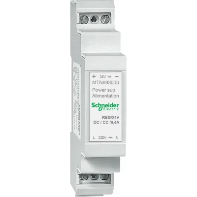 Schneider Electric Spannungsversorgung KNX MTN693003 | 24V DC 0,4A | REG 1TE | Hutschieneneinbau | IP20 | lichtgrau