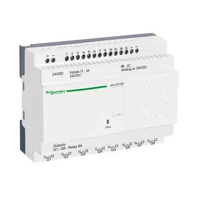 Schneider Electric SR2D201BD | Zelio Logic Steuerrelais | 20 E/A | 24V DC | Hutschiene | IP20 | weiß