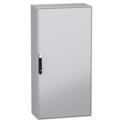 Schneider Standschrank NSYSM16840P | Schaltschrank Stahl IP55 | 1600x800x400 mm | Montageplatte | grau RAL7035