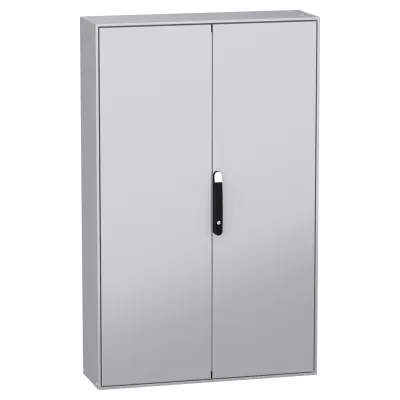Schneider Electric Standschrank NSYSM1610402DP | Schaltschrank IP55 IK10 | 1600x1000x400 mm | 2 Türen | Stahl RAL7035