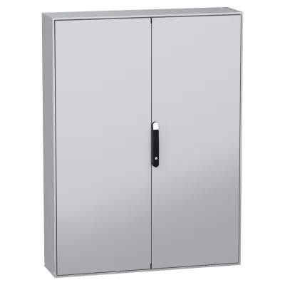 Schneider Standschrank | NSYSM1612402DP | IP55 | 2-türig | Stahl | 1600x1200x400 mm | Montageplatte | RAL 7035