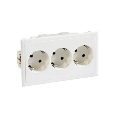 Schneider Electric 3-fach Steckdose 5940310 | Kanaleinbau | Schutzkontakt IP20 | RAL 9010 Weiß | Halogenfrei