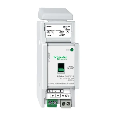Schneider Electric KNX Steuereinheit MTN647091 | 0-10V Schnittstelle | REG 2,5TE | 1 Ausgang | Handbedienung | lichtgrau