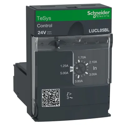 Schneider Electric Steuereinheit LUCL05BL | TeSys U Auslöseblock | 1,25-5A | 24V DC | 3-polig | Motorschutz