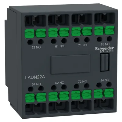 Schneider Electric Hilfsschalterblock LADN22A | 2 Schließer 2 Öffner | Frontbefestigung | 10A 690V | für LC1D