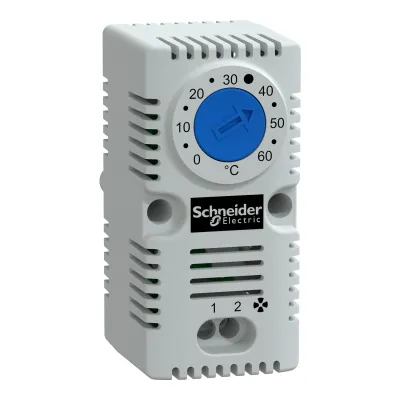 Schneider Electric Thermostat NSYCCOTHO | Schaltschrank-Thermostat 0-60 °C, 250V 5A, Schliesser, Blau