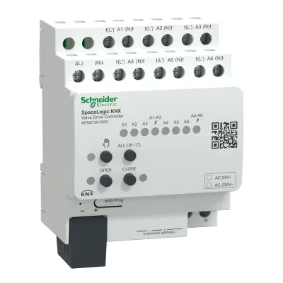 Schneider Electric Ventilantriebsaktor KNX REG MTN6730-0002 | SpaceLogic | 6 Ausgänge | 24–230V | IP20 | Handschaltung