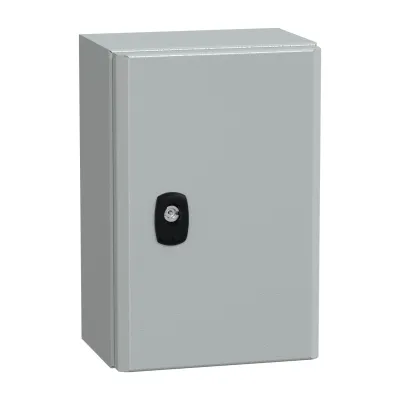 Schneider Electric Wandschrank NSYS3D3215P | Stahl Wandgehäuse IP66 | 300x200x150 mm | pulverbeschichtet | grau RAL 7035