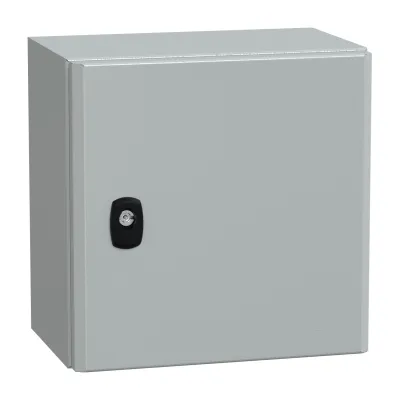 Schneider Electric Wandgehäuse NSYS3D3320P | Stahl | IP66 | 300x300x200 mm | Montageplatte | RAL 7035 Grau
