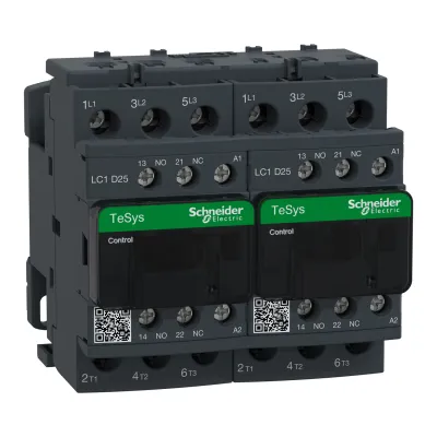 Schneider Electric Wendeschütz LC2D25P7 | 3-polig 25A | AC 230V | 11kW | Schraubanschluss | 2S+2Ö | IP20 | Weiß