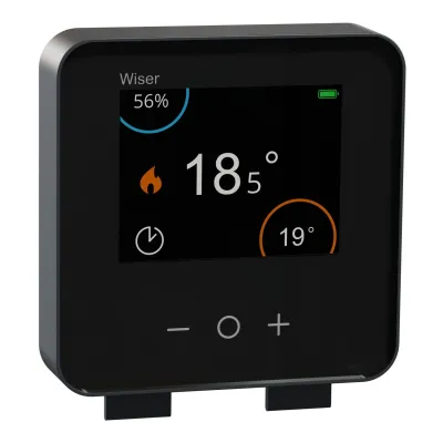 Schneider Electric Wiser Raumthermostat CCTFR6401 | Zigbee 3.0 | Touch-Bedienung | Smart Home | Aufputz | schwarz