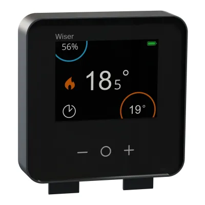 Schneider Electric Wiser Raumthermostat CCTFR6401 | Zigbee 3.0 | Touch-Bedienung | Smart Home | Aufputz | schwarz