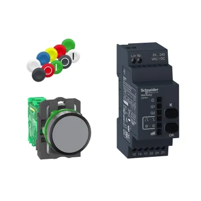 Schneider Electric Funk-Drucktaster-Set XB5RFA02 | kabellos | batterielos | 24–240V | IP67 | 2 Wechsler | schwarz
