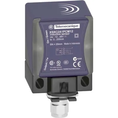 Schneider Electric Induktiver Näherungsschalter XS8C2A4PCM12 | PNP | 40mm | M12 Stecker | IP69K | Kunststoff