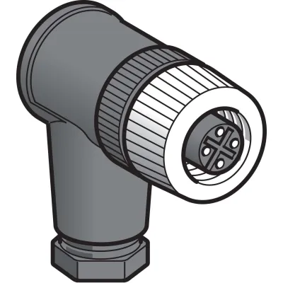 Schneider Electric Buchse M12 XZCC12FCM40B | 4-polig | abgewinkelt | Pg7 Kabelverschraubung | Kunststoff | IP67