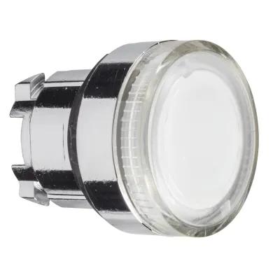 Schneider Leuchtdrucktaster ZB4BW37 | Frontelement | Ø 22,5 mm rund | beleuchtbar | IP66 | Metall Chrom | klar