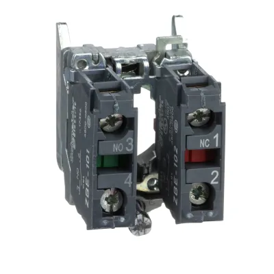Schneider Electric Hilfsschalterblock ZB4BZ105 | 1S+1Ö | für Drucktaster Ø22mm | Schraubanschluss | IP65 | Dunkelgrau