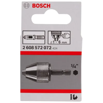 Bosch Schnellspannbohrfutter 2608572072 | Bohrfutter 1/4 Zoll | Spannbereich 1-6 mm | für Zylinder- & Sechskantschaft