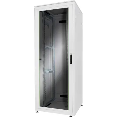 DIGITUS Netzwerkschrank DN-19 42U-8/8-1 | 42HE 19 Zoll Rack | 2053x800x800mm | Glastür | Traglast 1200kg | Grau RAL7035