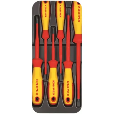 KNIPEX VDE Schraubendreherset 00 20 12 V02 | 6-teilig | Schlitz & Phillips | isoliert | ergonomisch | Mehrfarbig