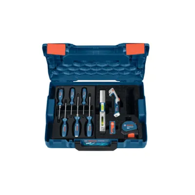 Bosch Professional Handwerkzeug-Set 19-tlg. | Schraubendreher-Set | Maßband, Wasserwaage, Messer | L-BOXX | blau