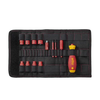 Wiha Schraubendreher- & Steckschlüssel-Set 43467 | 1/4" slimVario electric | 14-tlg. | isoliert | inkl. Falttasche