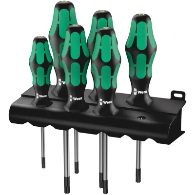 Wera 367/6 TORX BO Schraubendrehersatz | 6-tlg | Sicherheit | Edelstahl | Kraftform Griff | Schwarz