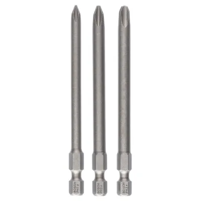 Bosch Schrauberbit-Set 2607001757 | Extra Hard | 3-tlg | PH1/PH2/PH3 | 89 mm Länge | S2 Stahl | Kreuzschlitz | Silber
