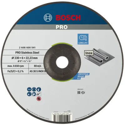 Schruppscheibe Expert for Inox, Ø 230mm (Bohrung 22,23mm, AS 30 S INOX BF, gekrö