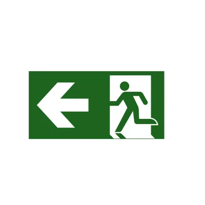 Schuh Piktogramm Aufkleber 220/110/33 | Rettungsweg Notausgang Pfeil links | selbstklebend grün/transparent