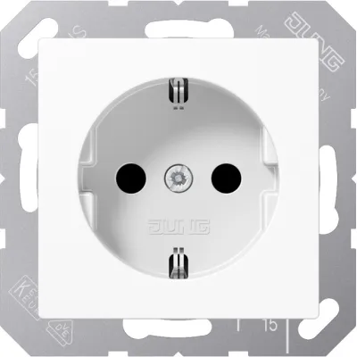 JUNG SCHUKO Steckdose A 1520 WW | Unterputz | 16A 250V | Federklemmen | Duroplast glänzend | alpinweiß