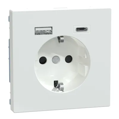 Merten Schuko Steckdose MEG2367-6035 | USB A+C 3A | Unterputz | Kinderschutz | 16A 250V | Kunststoff weiß RAL 9016