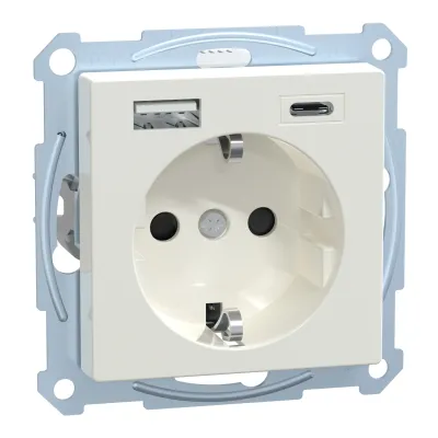 Merten Schuko Steckdose MEG2367-0319 | USB A+C Ladegerät 3A | Unterputz | Thermoplast glänzend | Polarweiß