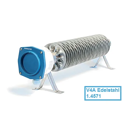 Schultze Rippenrohrheizofen RiRo U 2000 V4A | Edelstahl | 2000W | 230/400V | Ø110mm | IP66/IP67 | Staub- & Wasserdicht