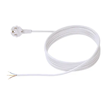 Bachmann Anschlussleitung 304.284 | Schuko Zuleitung | H05VV-F 3G1,0mm² | 2m | 16A 250V | rechtwinkliger Stecker | Weiß