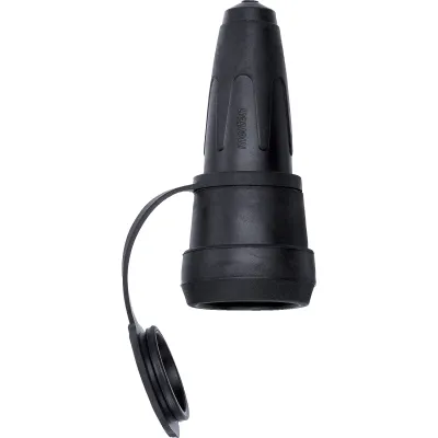 Merten SCHUKO Kupplung 172993 | Vollgummi | IP44 spritzwassergeschützt | mit Schnappkragen & Klappdeckel | schwarz