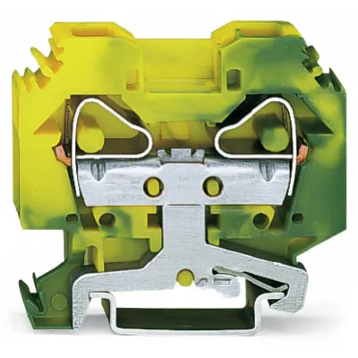 WAGO Schutzleiterklemme 283-107 | 2-Leiter-Reihenklemme 0,2-16mm² | CAGE CLAMP | Hutschiene TH35 | grün-gelb