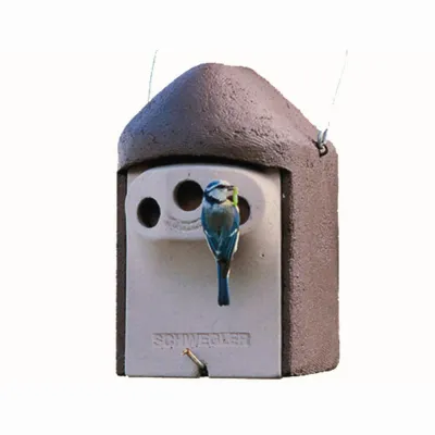 Schwegler Nisthöhle 2GR Dreiloch 221/1 | Vogelhaus 3 Einfluglöcher 27mm | Holzbeton | robust & wetterfest