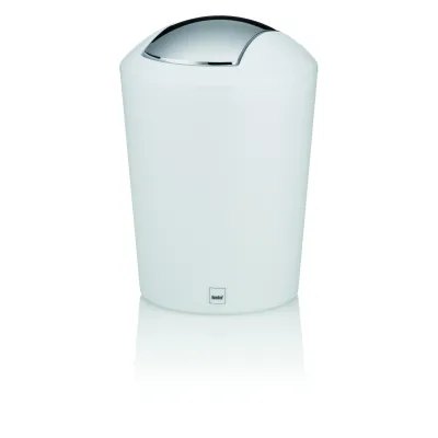 kela Schwingdeckeleimer Marta 22271 | Kosmetikeimer Mini 1,7L | Kunststoff | Ø15xH21cm | Tischmülleimer Bad | Weiß matt