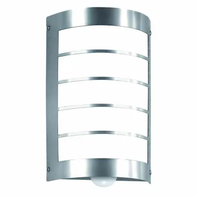 CMD Wandleuchte 29/1BM | E27 | Edelstahl | IP44 | mit Bewegungsmelder & Lichtsensor | Opalglas | 280x180x80mm