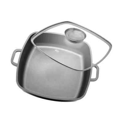 ELO Servierpfanne Alucast DUR Select 28x28 cm mit Deckel | Induktionsgeeignet | Aluminiumguss | Antihaft | Schwarz