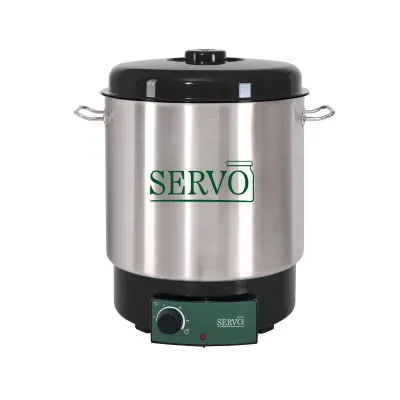 SERVO Einkochautomat 29l Edelstahl | 1800 Watt | Temperaturregelung | kochsäurefest | Ø 35,5 cm | Deckel