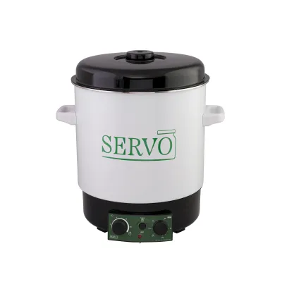 SERVO Einkochautomat 29l | Einkocher Emaille mit Uhr | präzise Temperaturregelung | schwarz/weiß | 40cm hoch