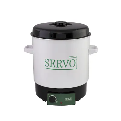 SERVO Einkochautomat 29l | Emaille | ohne Uhr | Temperaturregelung | Schwarz/Weiß | langlebig | 40 cm hoch
