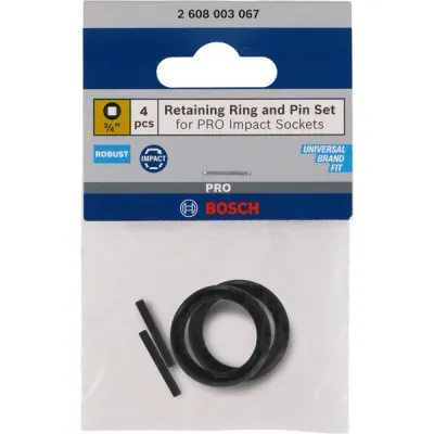 Bosch Steckschlüsselset 2608003067 | 3/4 Zoll Pin & Ring Sicherungsset | 4-teilig | für Schlagschrauber | schwarz