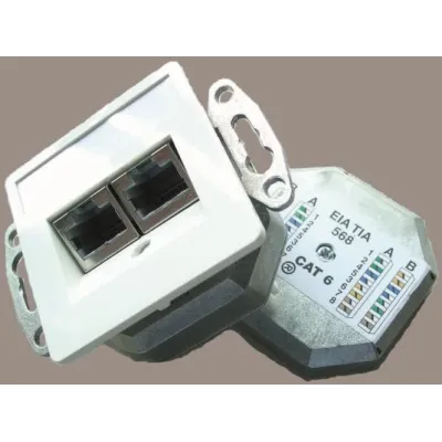 SETN Dat-Dose 2xRJ45 EK waager. 501112 Cat6 250Mhz RAL9010