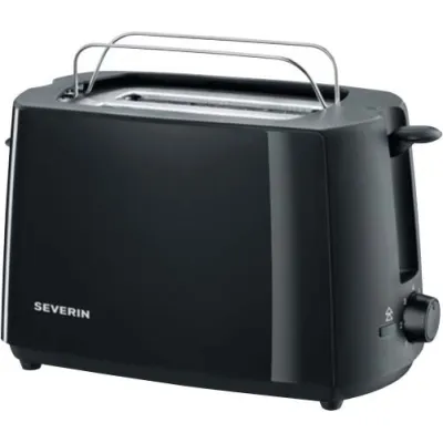 SEVERIN AT 2287 Toaster | 2 Scheiben | 700W | Brötchenaufsatz | Krümelschublade | schwarz