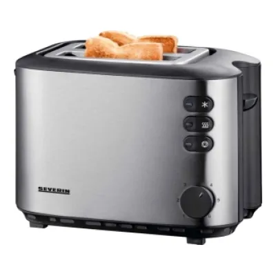 Severin Toaster 2-Scheiben | Edelstahl | 850W | Brötchenaufsatz | Auftau- & Aufwärmfunktion